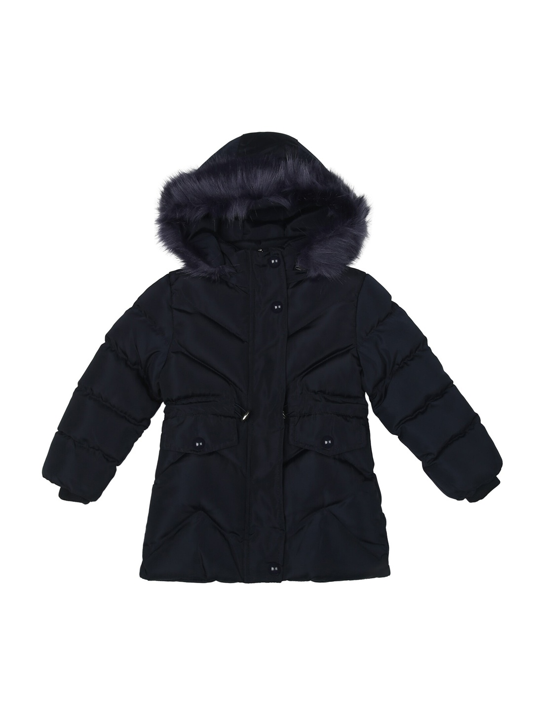 

mothercare Girls Longline Parka Jacket, Navy blue
