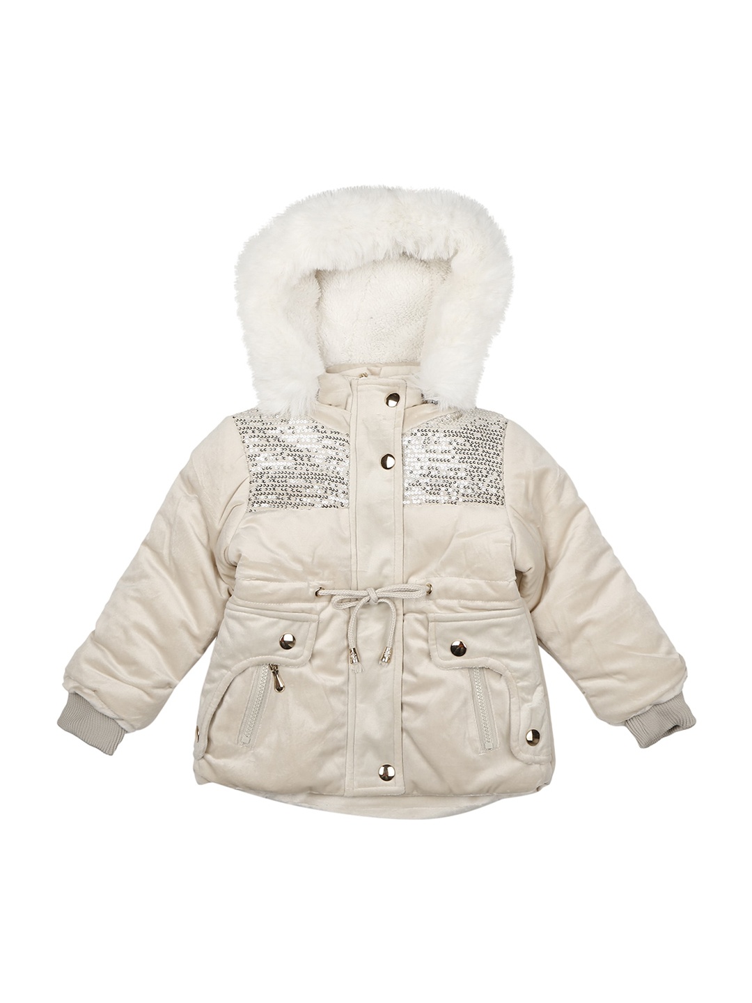 

mothercare Girls Embellished Puffer Jacket, Cream