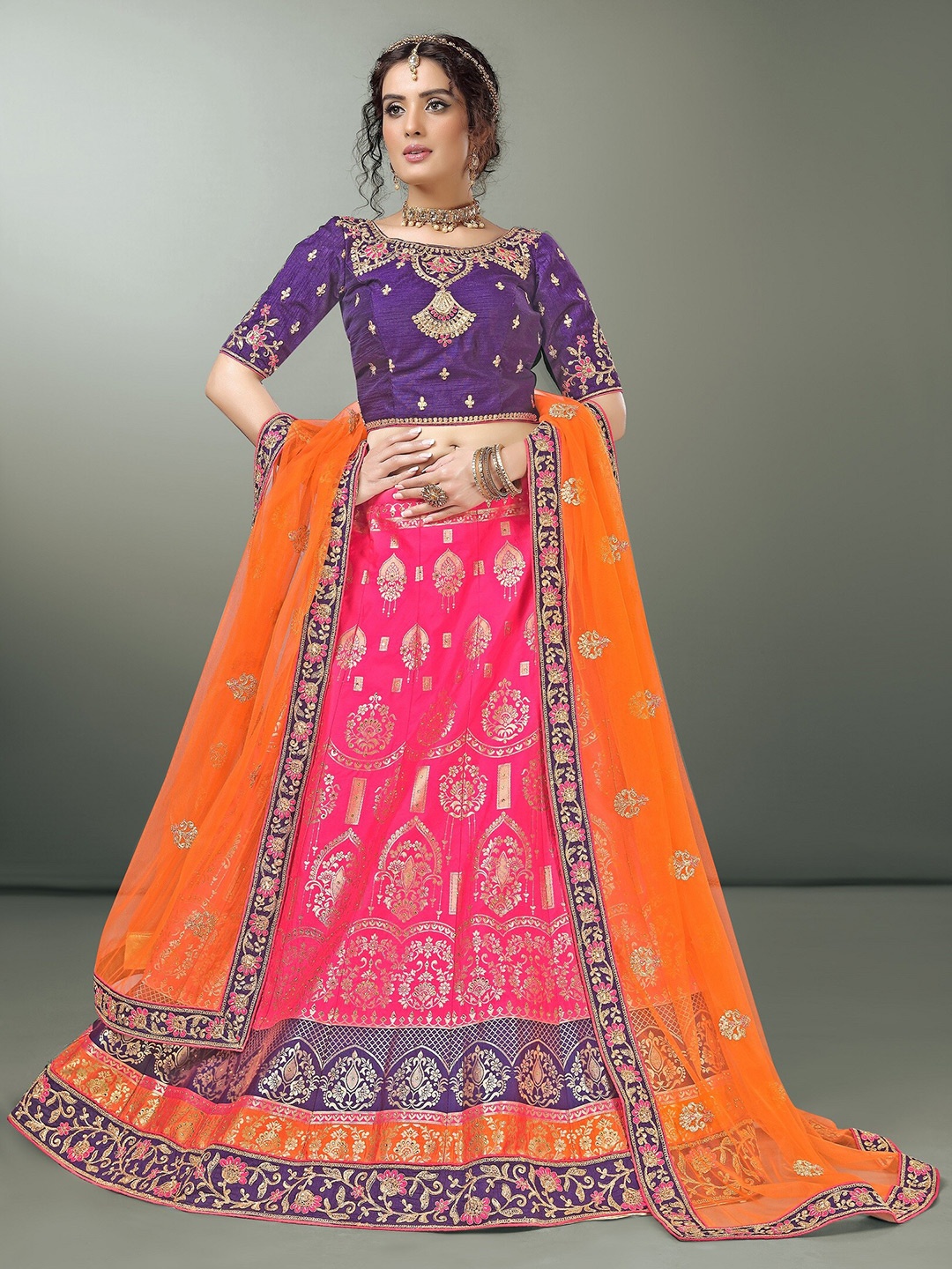 

Sarvayog Fashion Embroidered Semi-Stitched Lehenga & Unstitched Blouse With Dupatta, Na