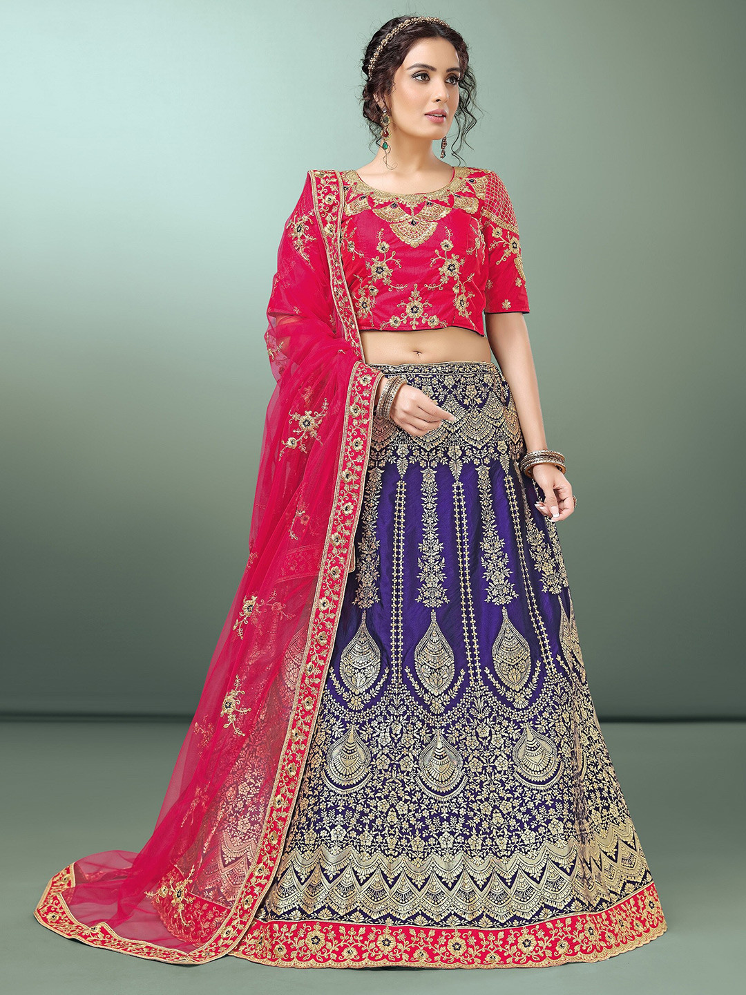 

Sarvayog Fashion Embroidered Semi-Stitched Lehenga & Unstitched Blouse With Dupatta, Na