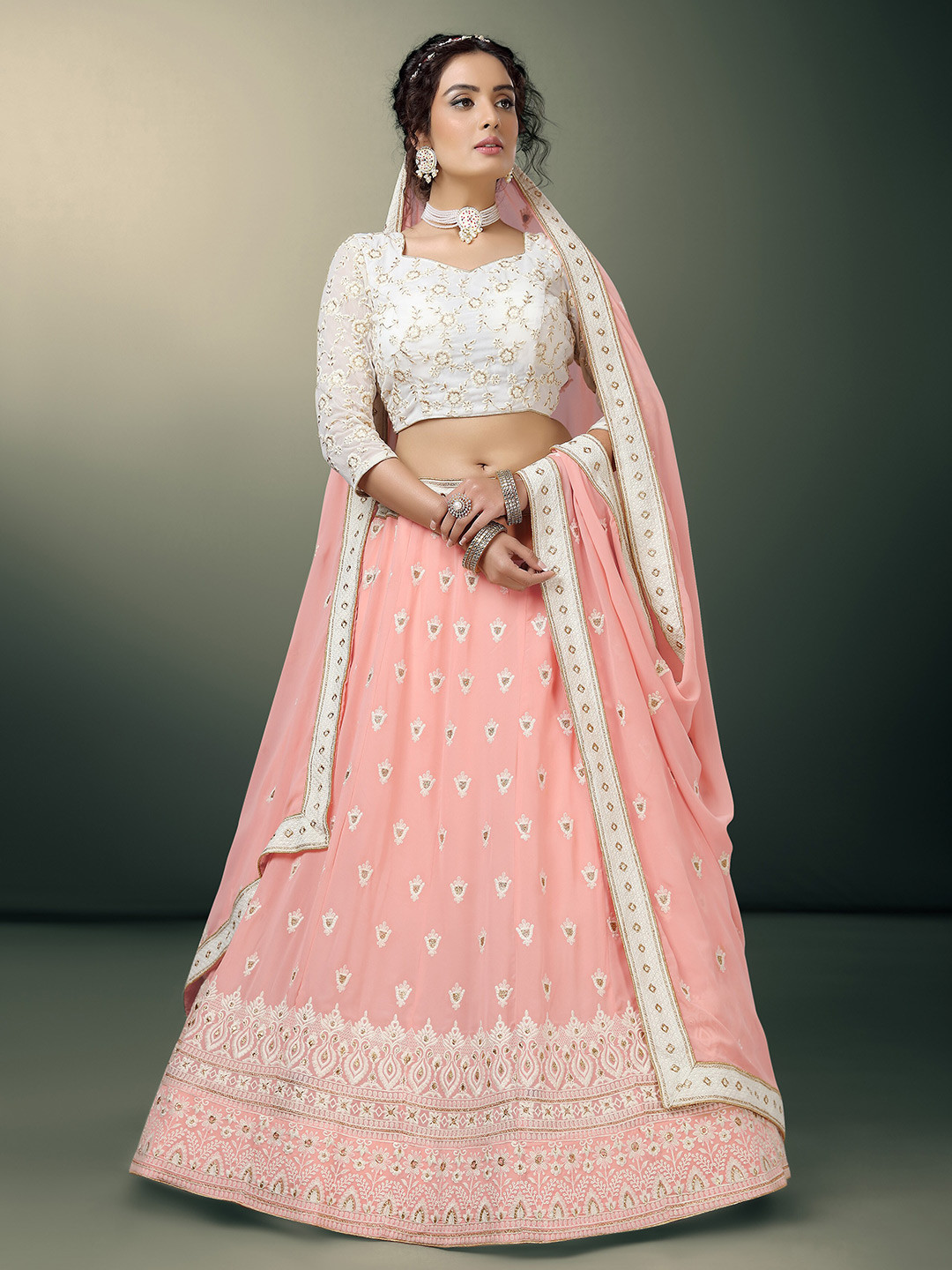 

Sarvayog Fashion Embroidered Semi-Stitched Lehenga & Unstitched Blouse With Dupatta, Na