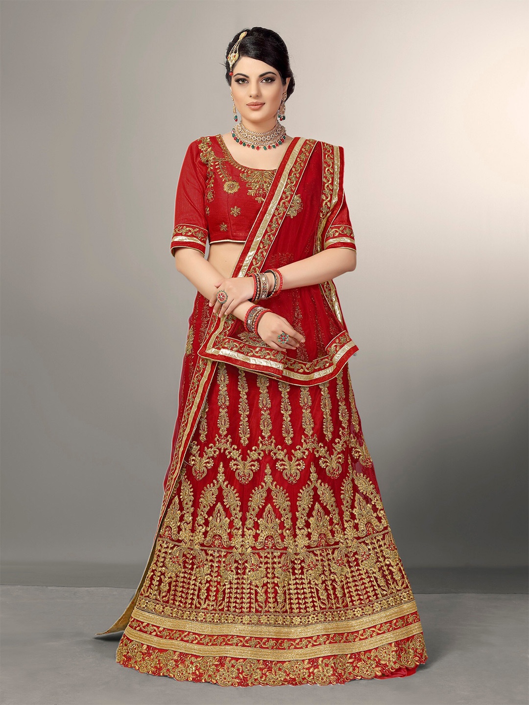 

Sarvayog Fashion Embroidered Semi-Stitched Lehenga & Unstitched Blouse With Dupatta, Na