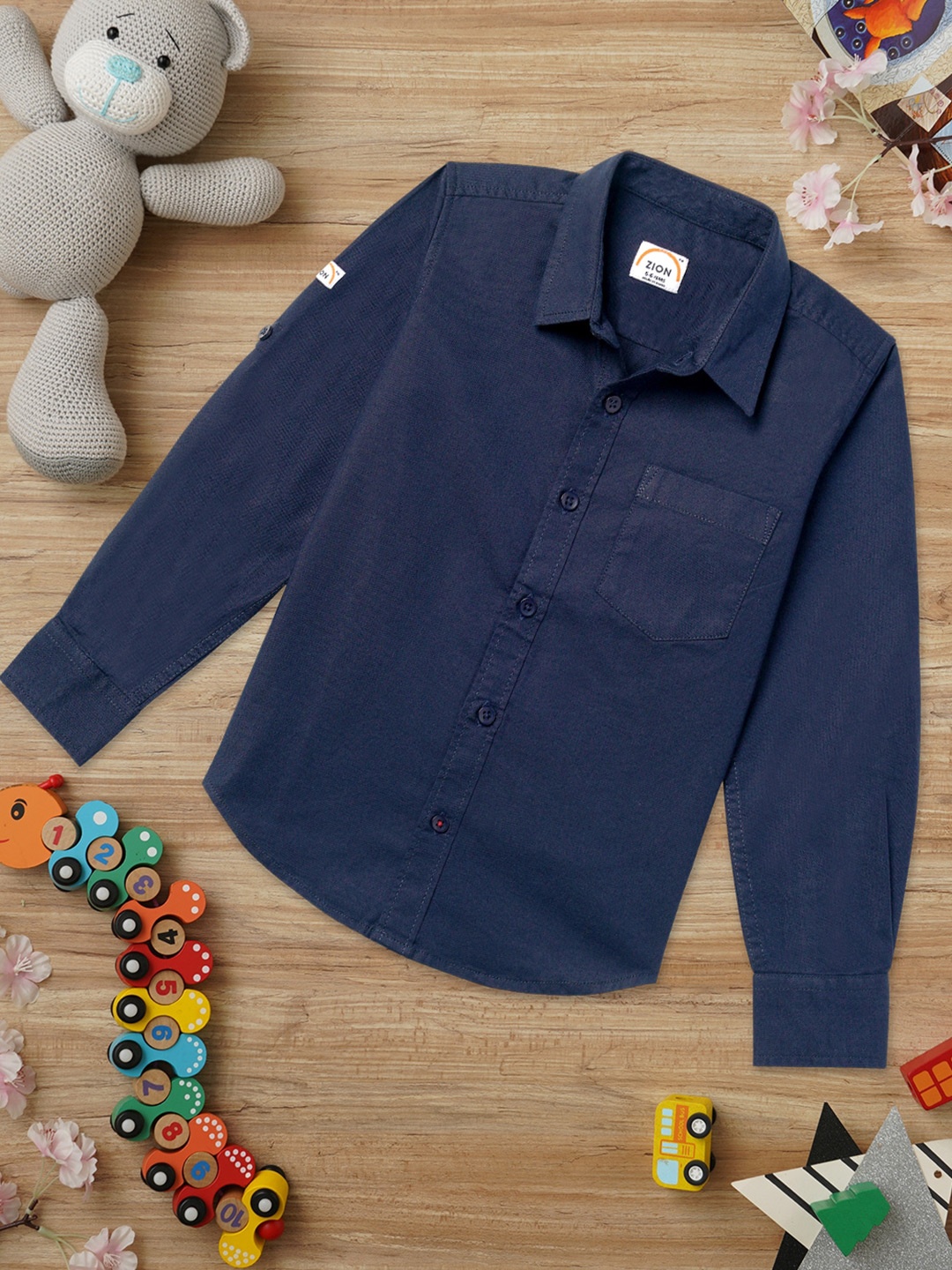 

ZION Kids Boys Cotton Solid Comfort Casual Shirt, Navy blue