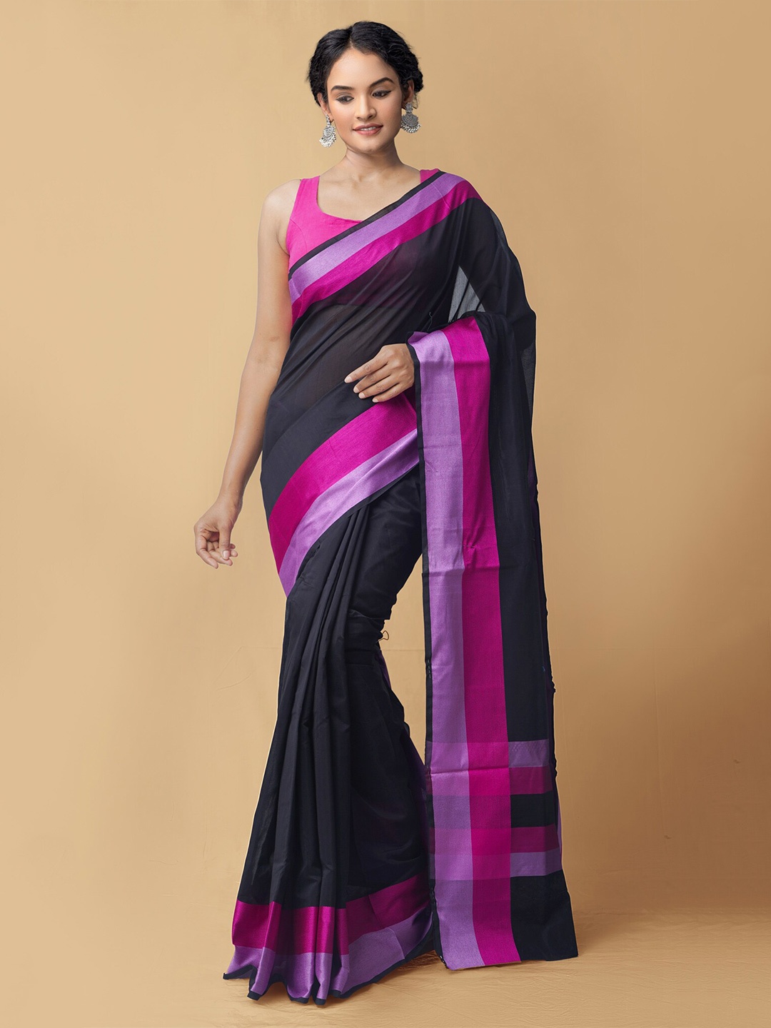 

Unnati Silks Silk Blend Baluchari Saree, Black