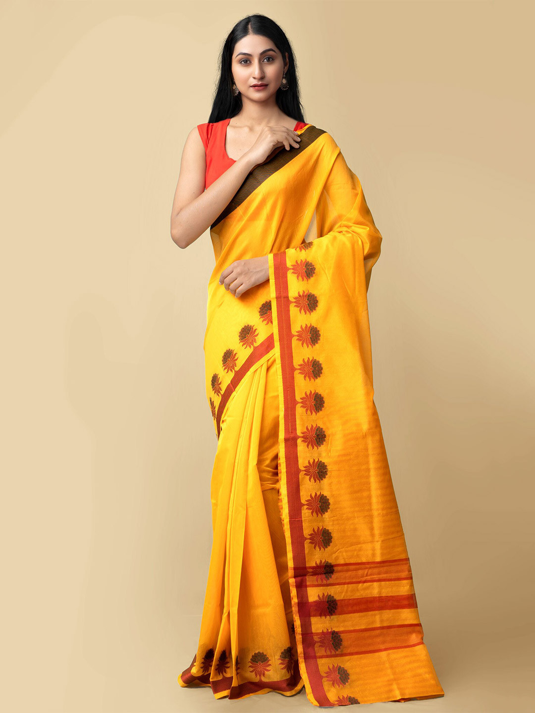 

Unnati Silks Zari Silk Cotton Baluchari Saree, Yellow