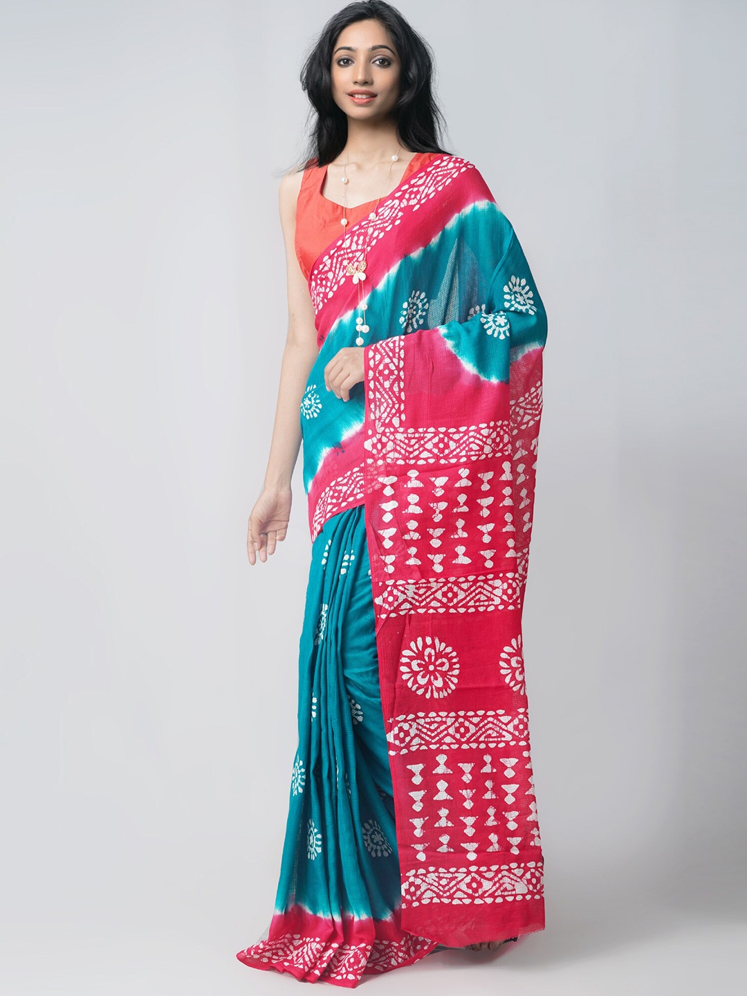 

Unnati Silks Batik Pure Cotton Kota Saree, Red