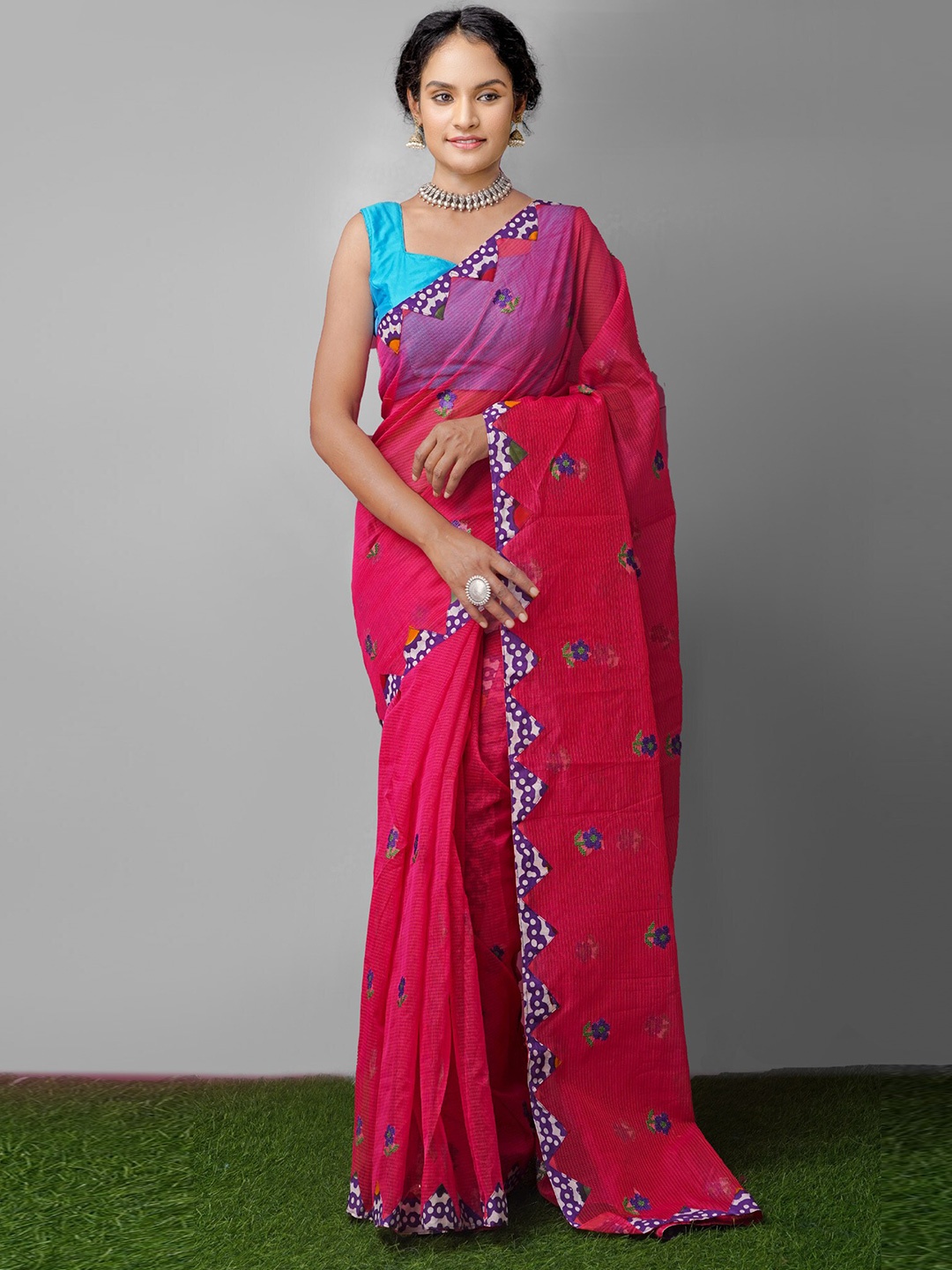 

Unnati Silks Floral Net Patola Saree, Pink