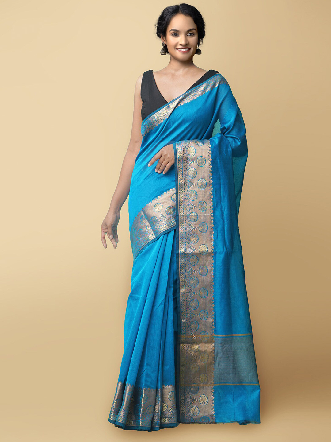 

Unnati Silks Zari Baluchari Saree, Blue
