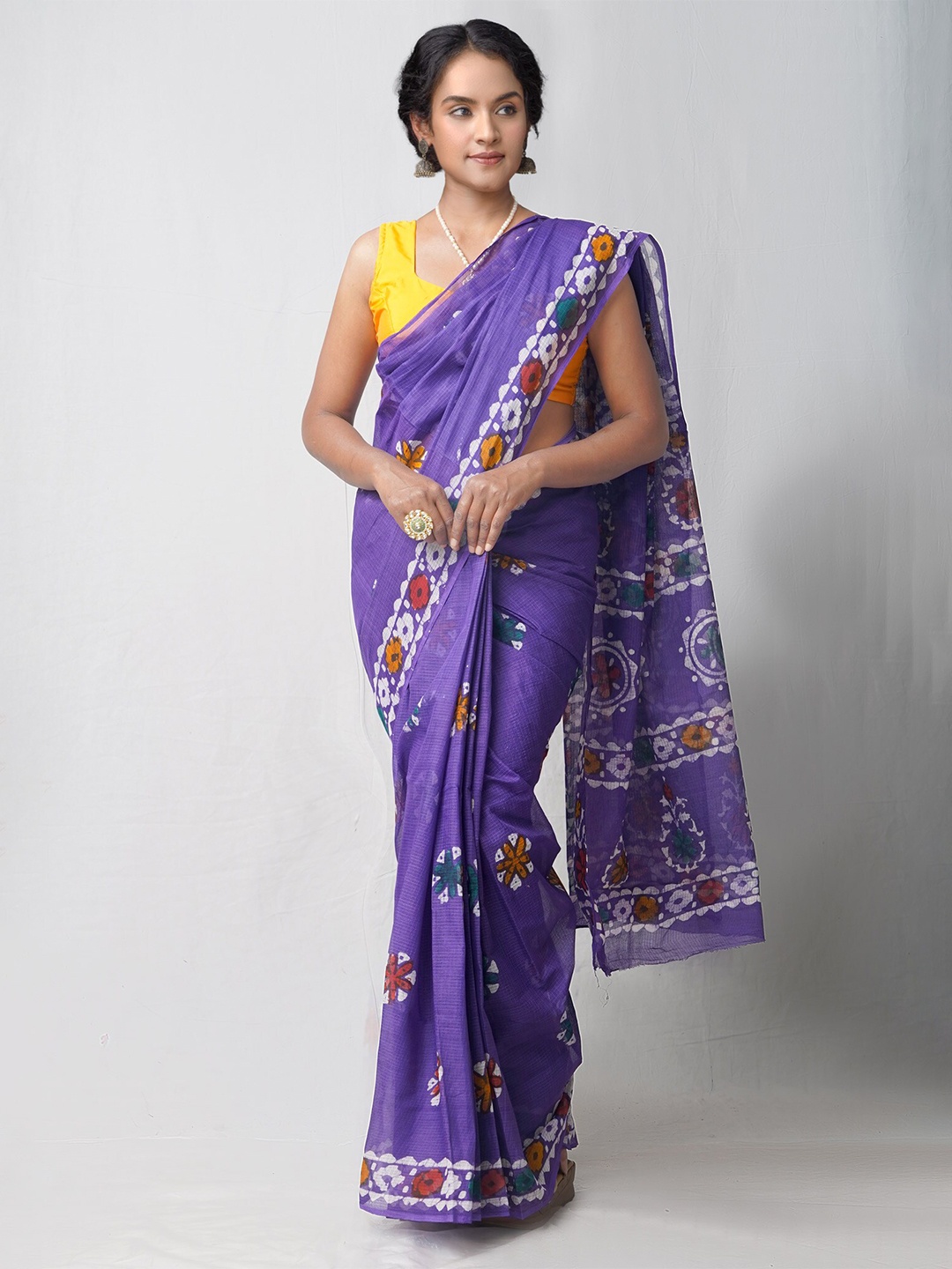 

Unnati Silks Handloom Batik Pure Cotton Kota Saree, Violet
