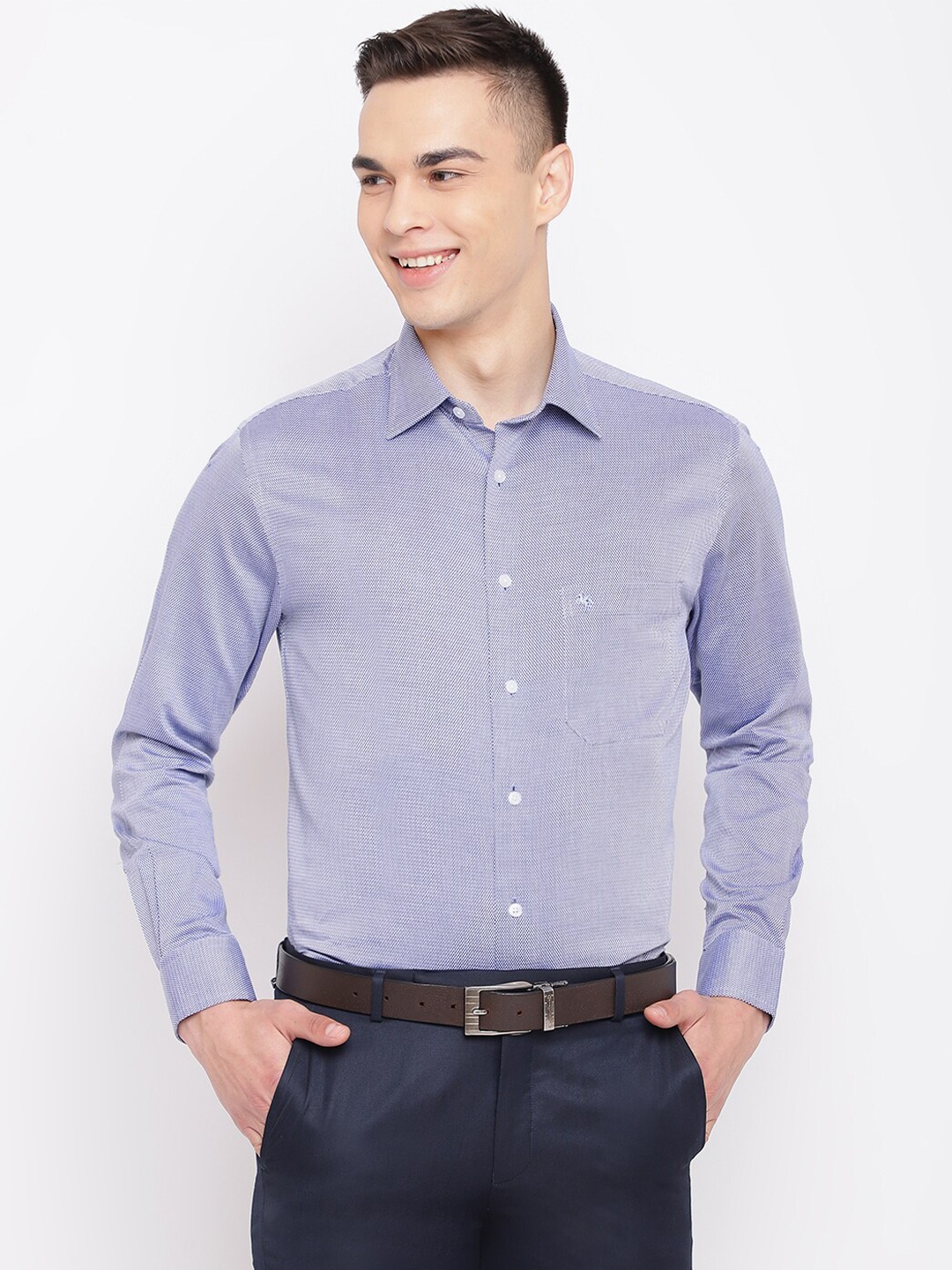 

Cantabil Men Cotton Formal Shirt, Navy blue