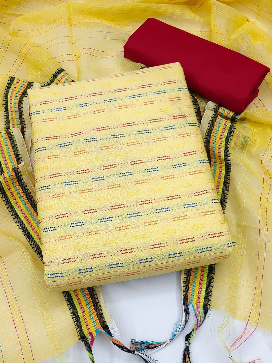 

KALINI Unstitched Dress Material, Yellow