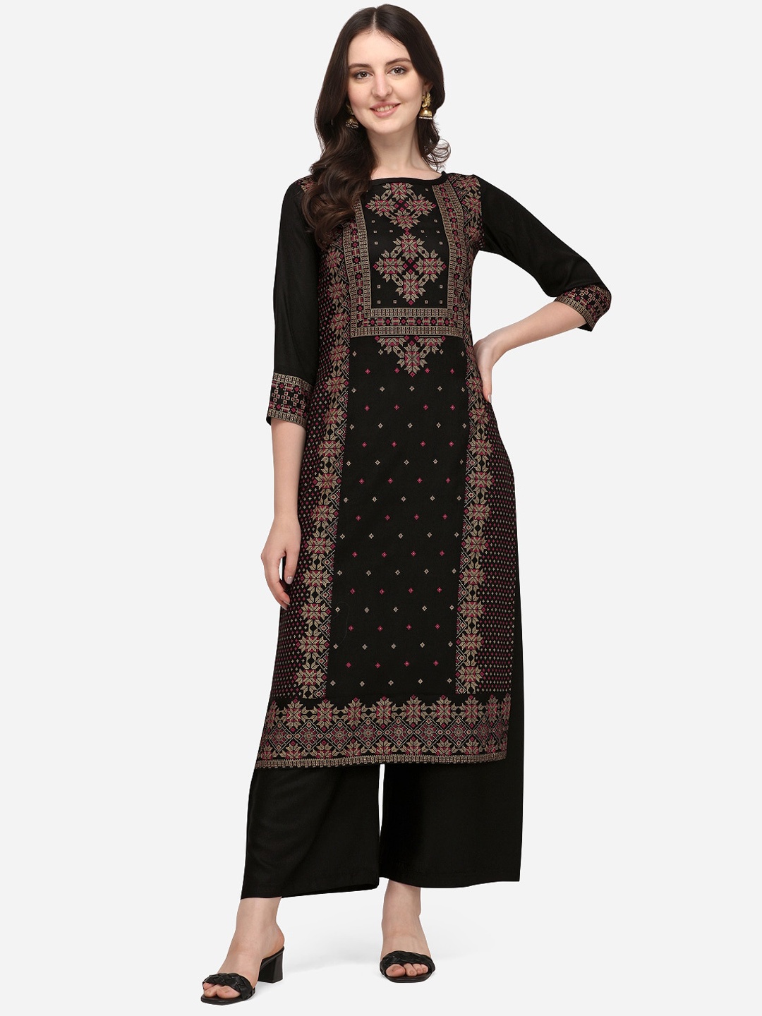 

KALINI Women Ethnic Motifs Printed Kurta, Black