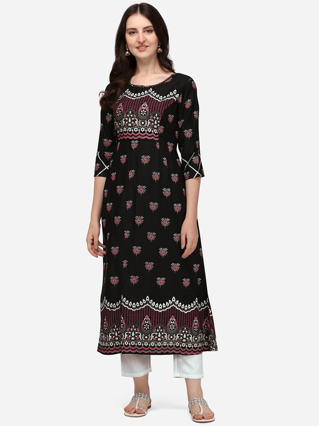 

KALINI Women Ethnic Motifs Printed Kurta, Black