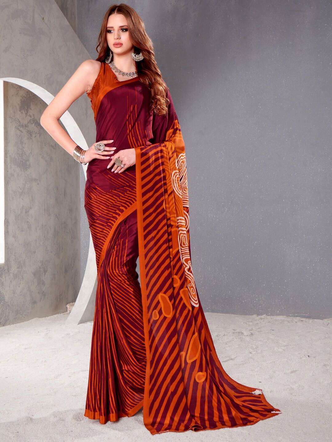 

Kasak Abstract Printed Pure Crepe Saree, Orange