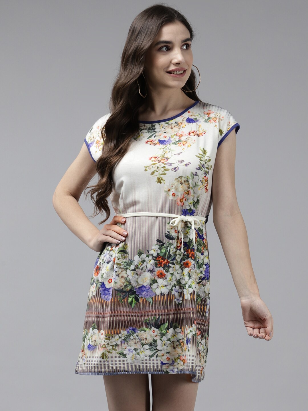 

Aarika Floral Georgette A-Line Dress, Off white