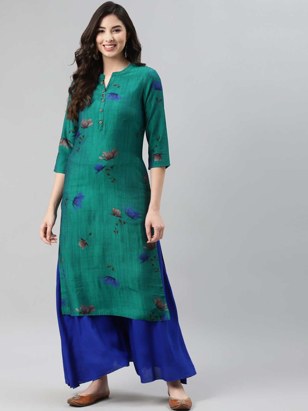 

Aarika Women Floral Printed Pure Cotton Kurta, Green