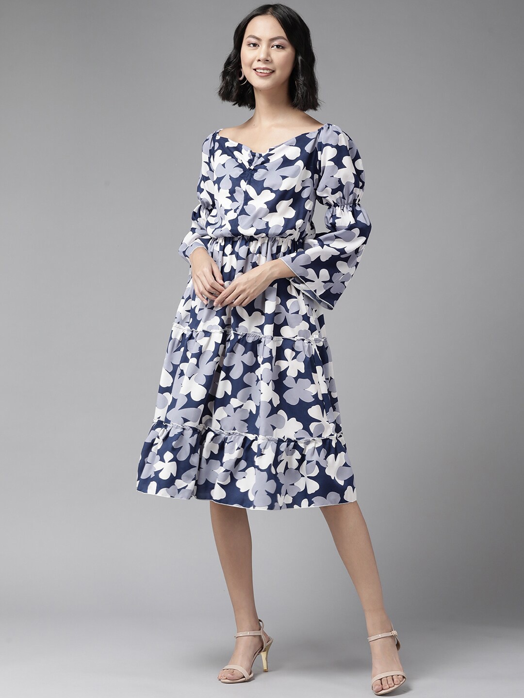 

Aarika Floral Printed Cotton Dress, Blue