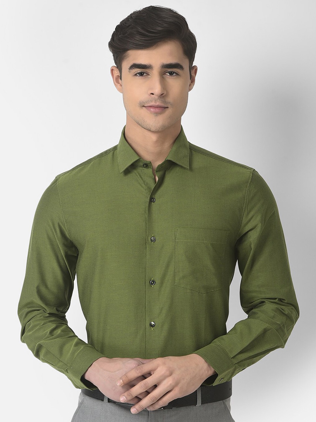 

Turtle Men Modern Slim Fit Cotton Formal Shirt, Green