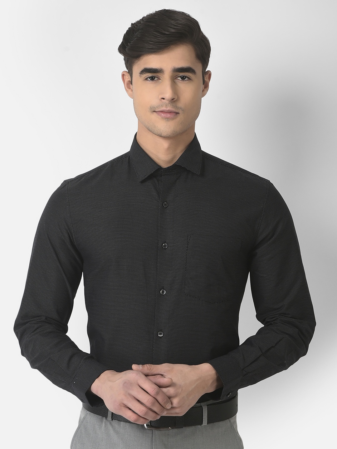 

Turtle Men Modern Slim Fit Cotton Formal Shirt, Black