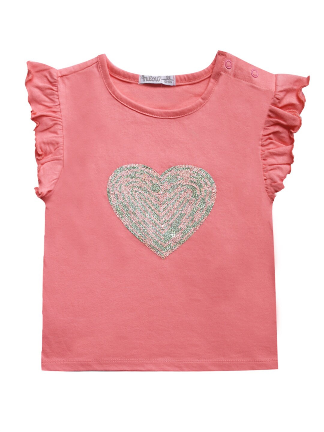 

milou Embellished Placement Print Pure Cotton Top, Peach