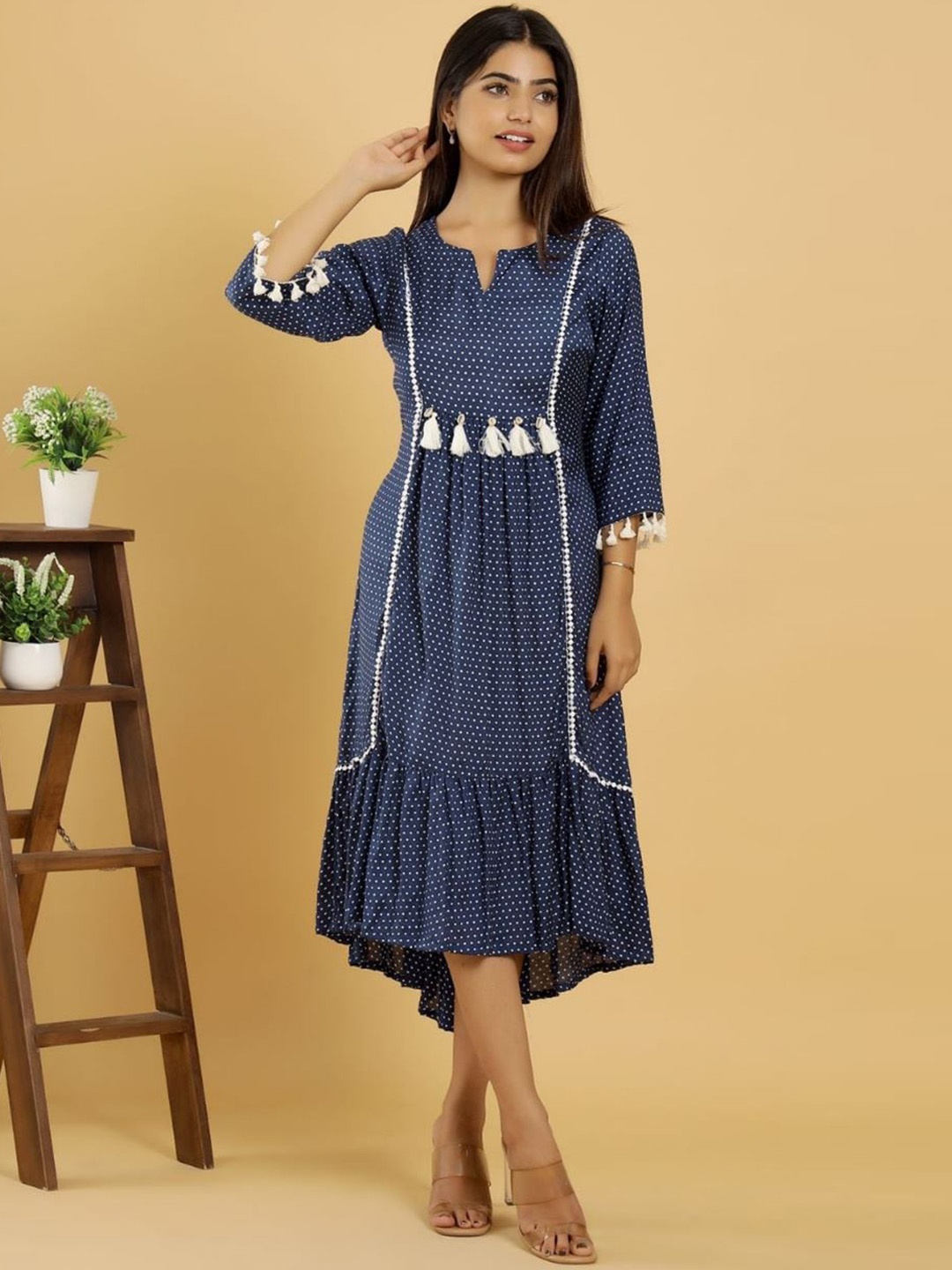 

AUTUMN LANE Women Printed Cotton Ethnic Dresses, Blue