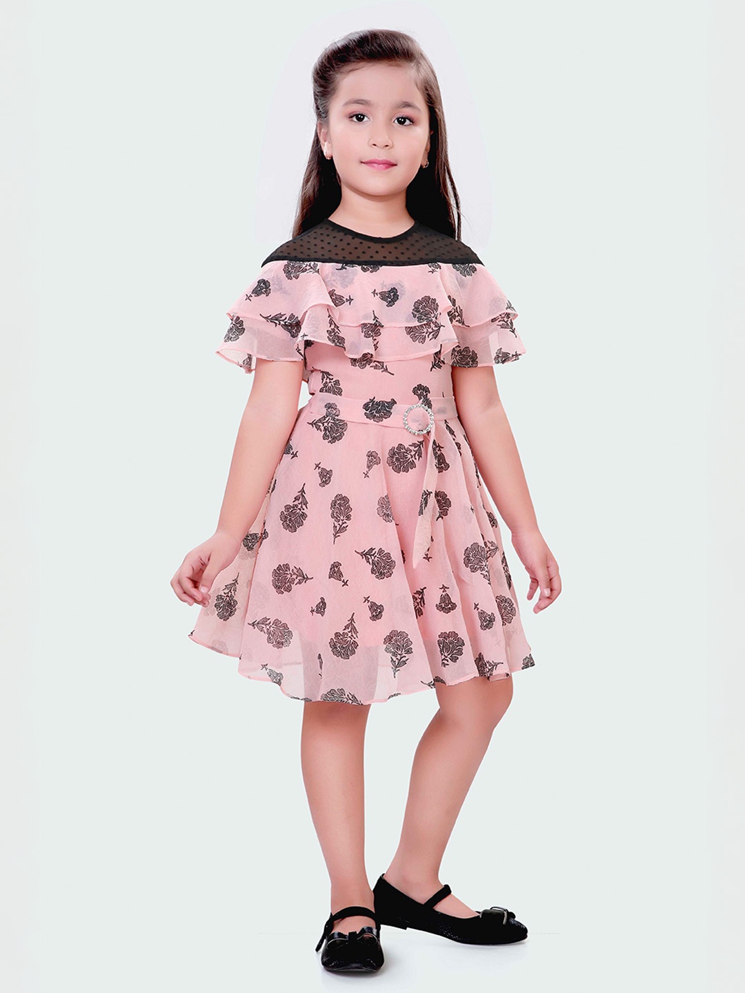 

Hunny Bunny Girls Floral Printed Dress, Peach