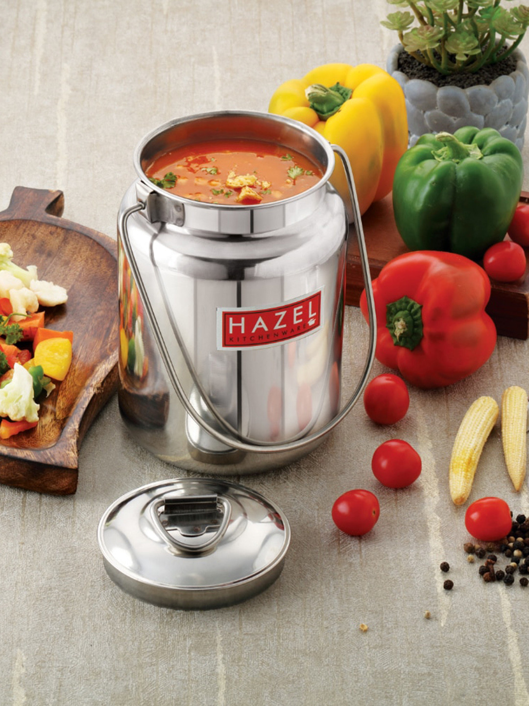 

HAZEL Silver-Toned Dishwasher Safe Stainless Steel Multipurpose Storage Container 5 L