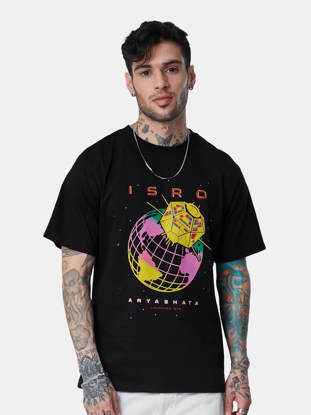 

The Souled Store Men Printed Cotton T-shirt, Black