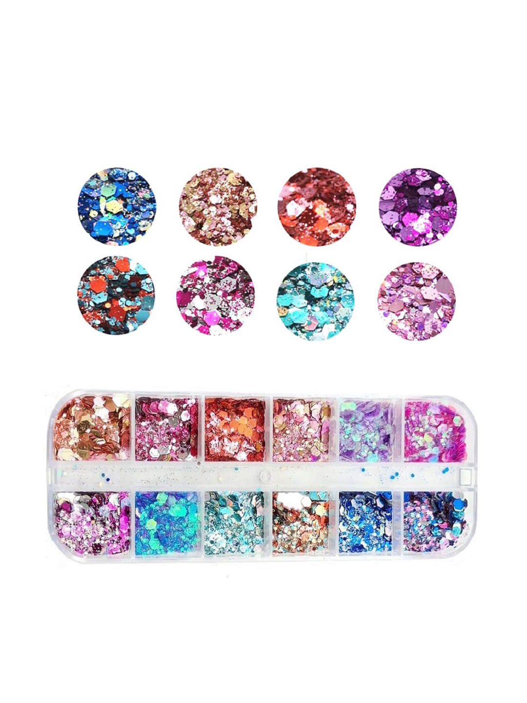 

S.A.V.I. 12 Grids Colors Chameleon Laser Hexagon Glitter Sequins Nail Art, Purple