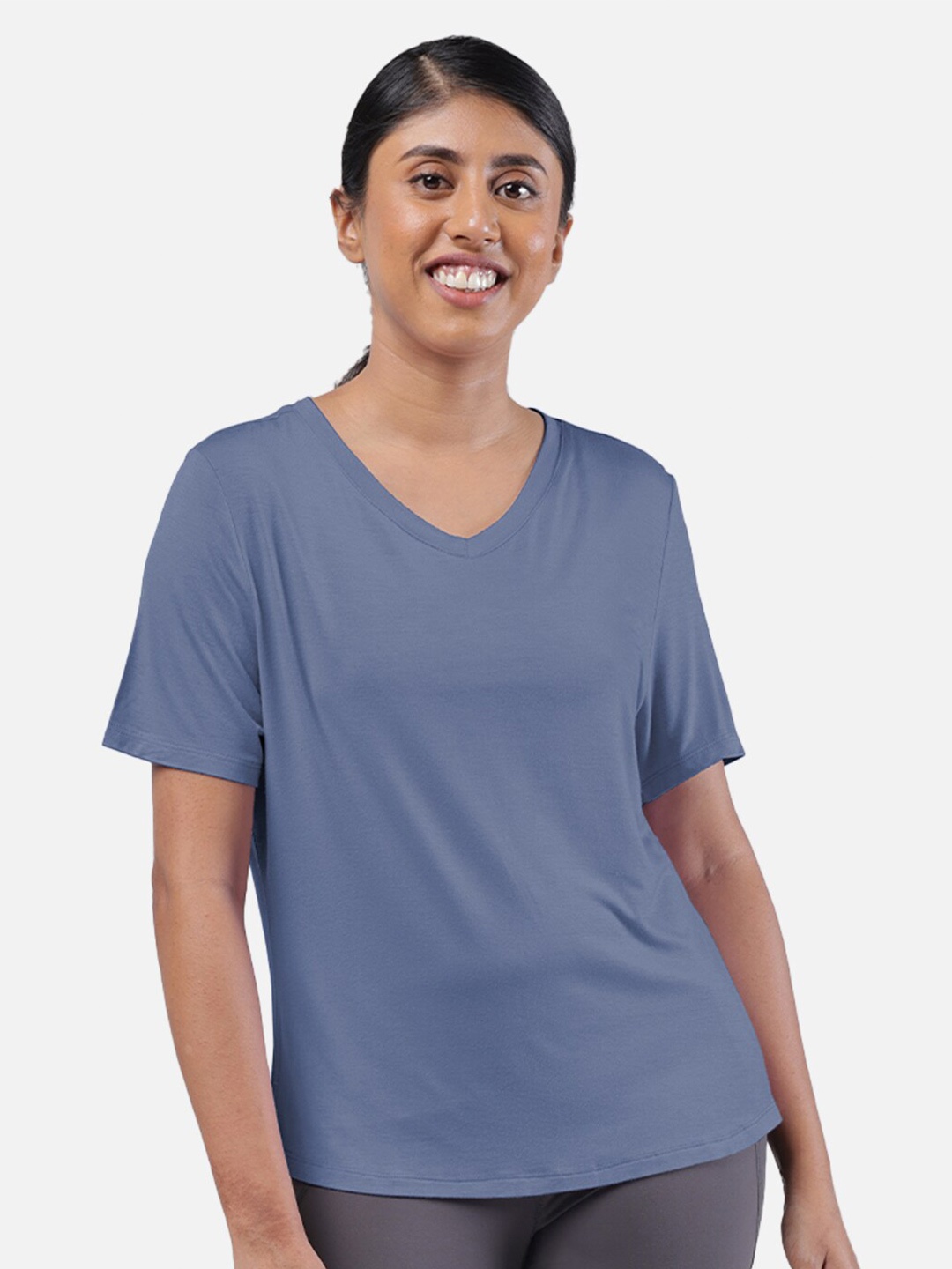 

Blissclub Fit Me Right Tee for Hourglass Shaped Bodies Bamboo T-shirt, Blue
