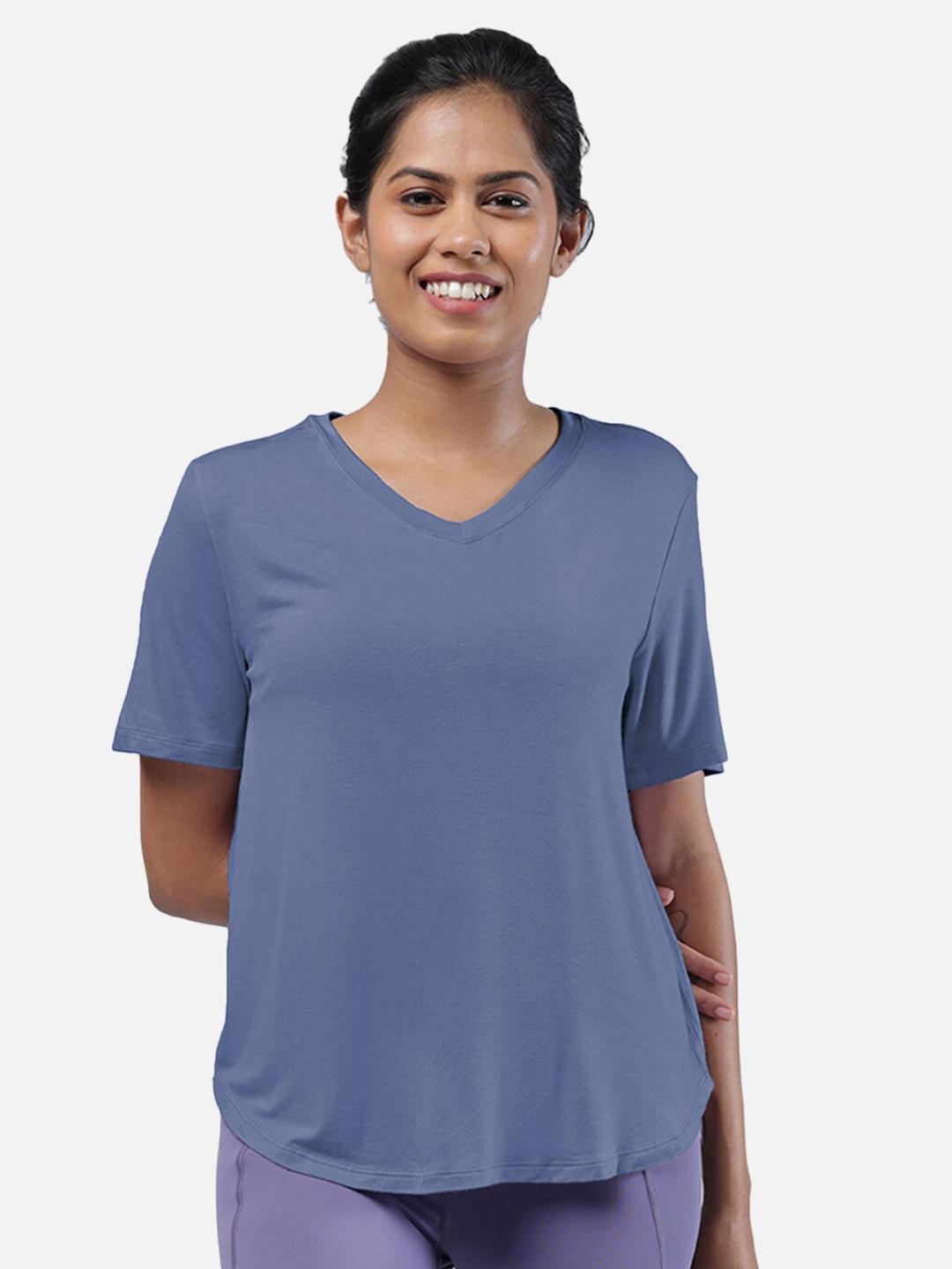 

Blissclub Fit Me Right Tee for Apple Shaped Bodies Bamboo T-shirt, Blue
