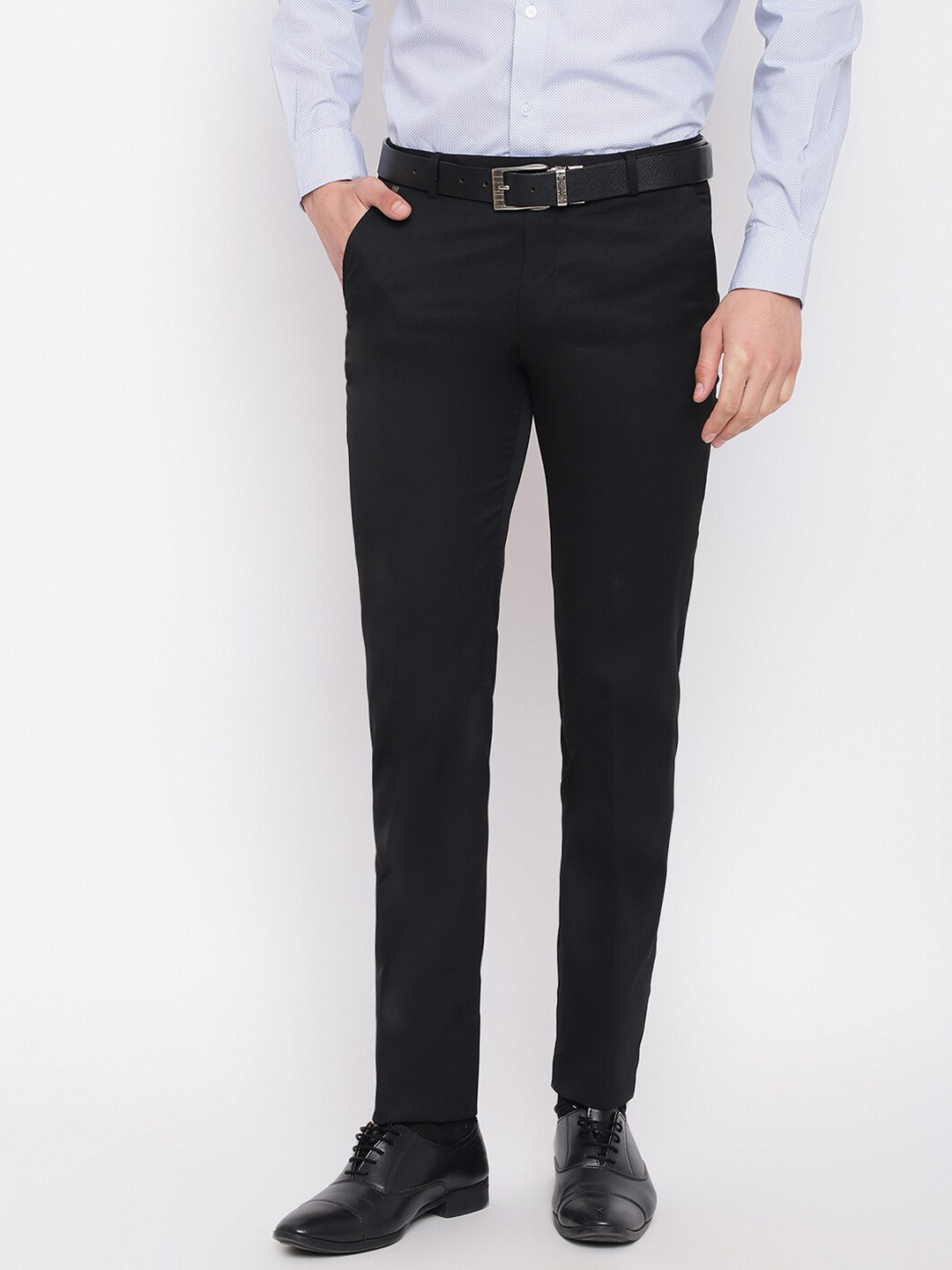 

Cantabil Men Formal Regular Fit Cotton Trousers, Black