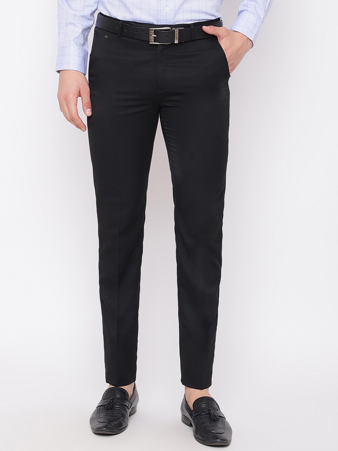 

Cantabil Men Formal Regular Fit Cotton Trousers, Black