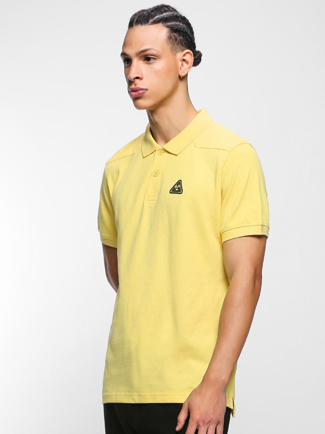 

Bewakoof Men Polo Collar Pure Cotton T-shirt, Yellow