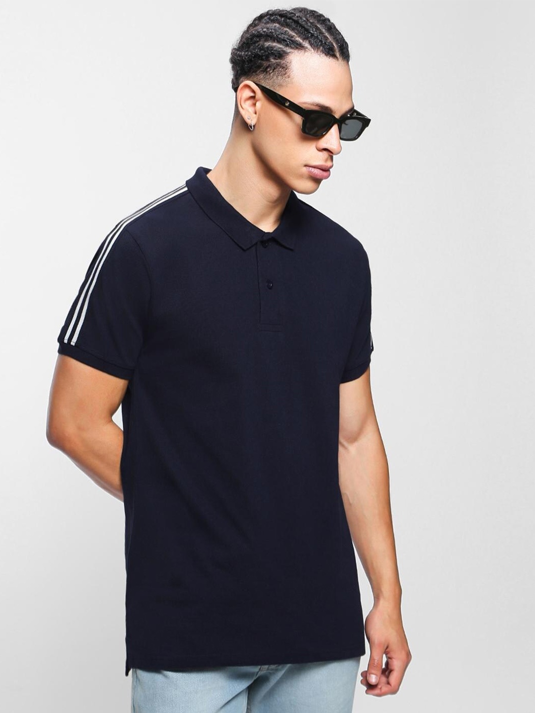 

Bewakoof Men Polo Collar Monochrome Pure Cotton T-shirt, Black