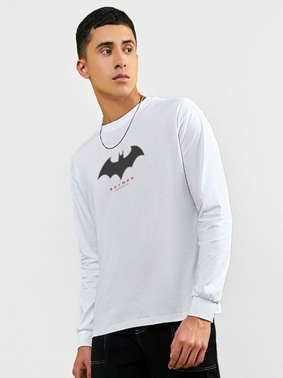 

Bewakoof Men Batman Printed Pure Cotton Oversized T-shirt, White