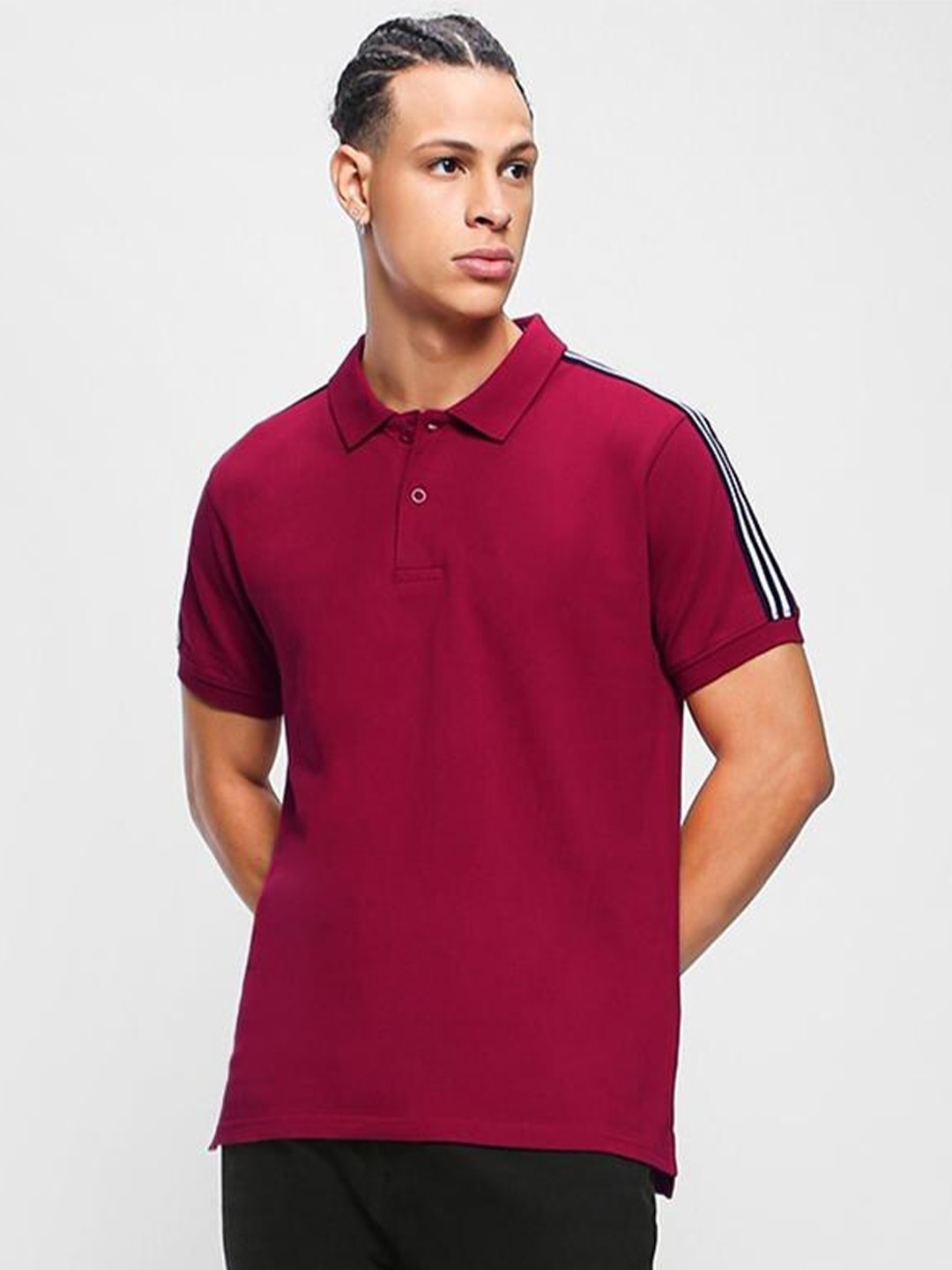 

Bewakoof Men Polo Collar Pure Cotton T-shirt, Red