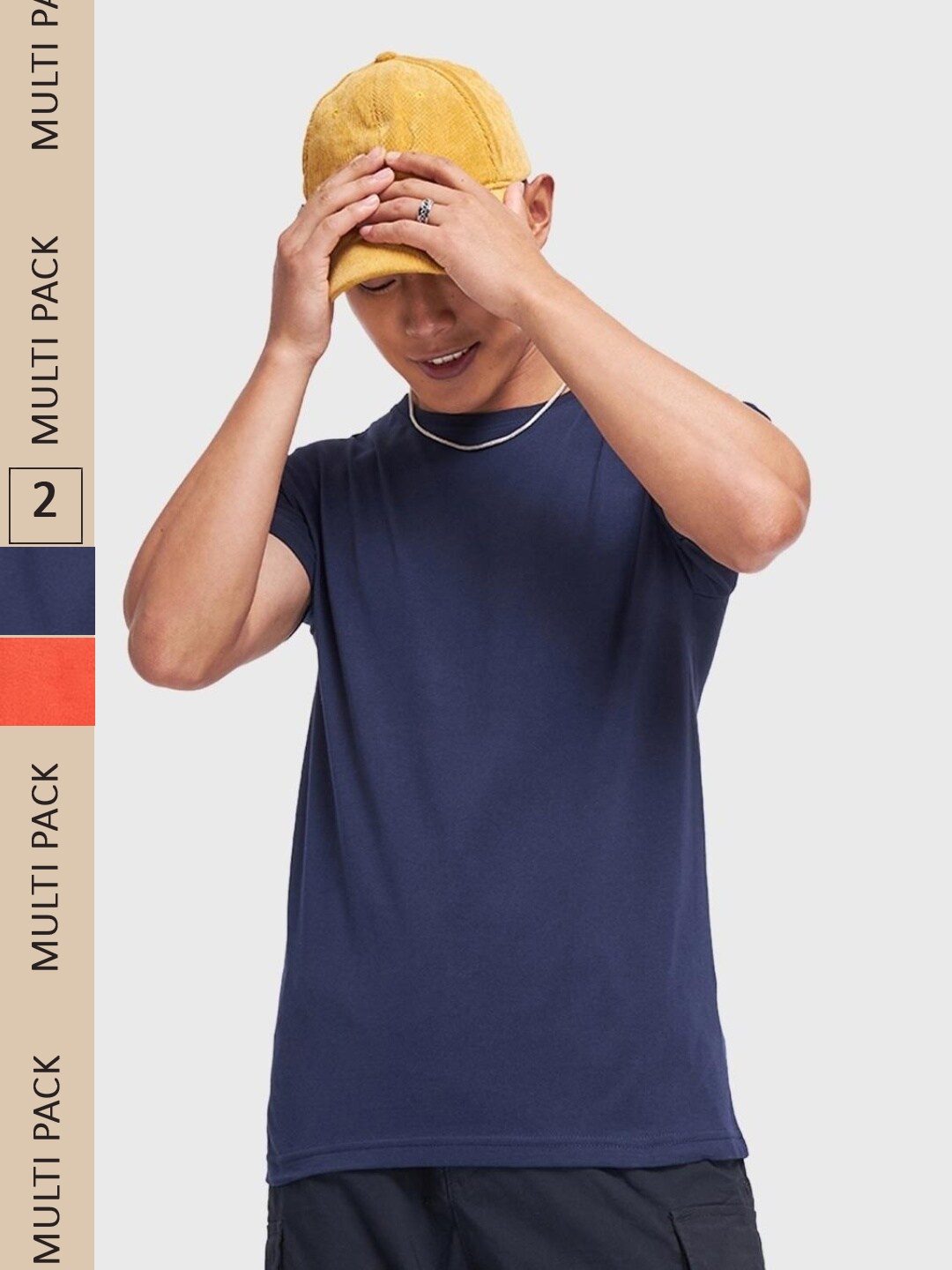 

Bewakoof Men Pack Of 2 Pure Cotton T-shirt, Blue