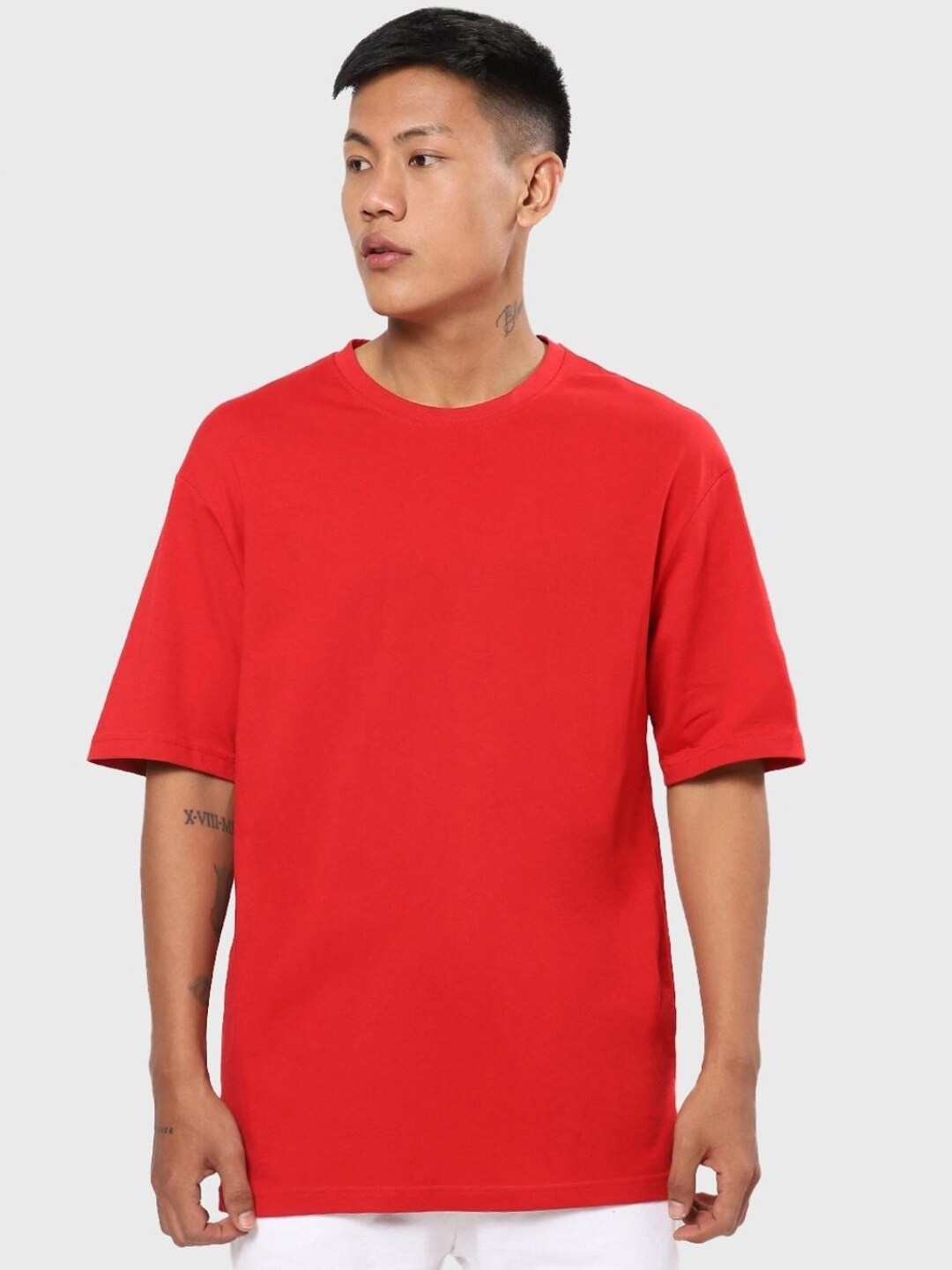 

Bewakoof Men Pure Cotton Oversized T-shirt, Red