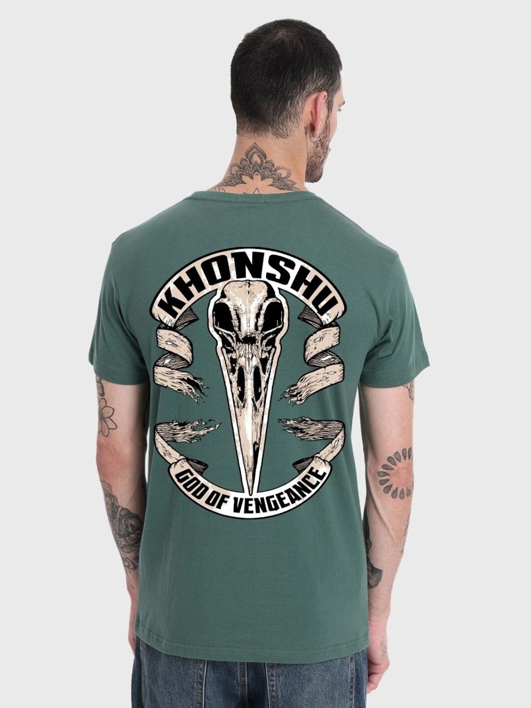 

Bewakoof Men Printed Pure Cotton T-shirt, Green