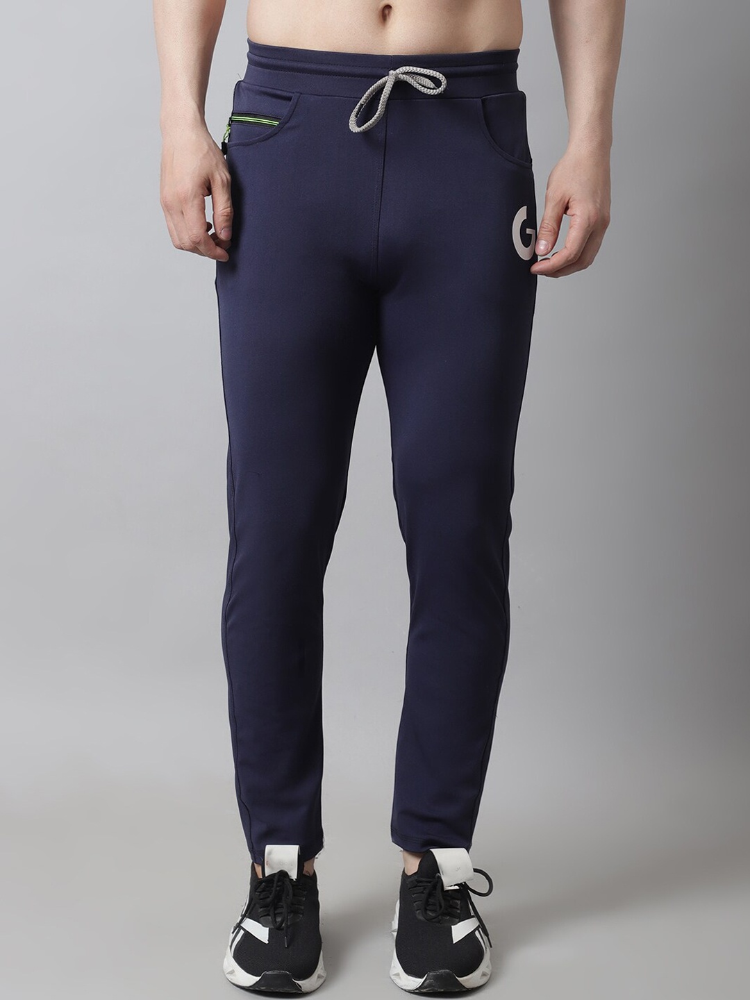 

GRACIT D-Pocket Men Logo Printed Track Pants, Navy blue