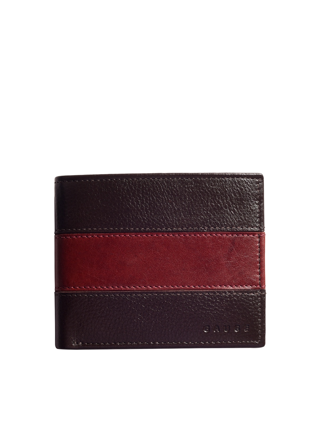 

Gauge Machine Men Colourblocked Leather Two Fold Wallet, Brown