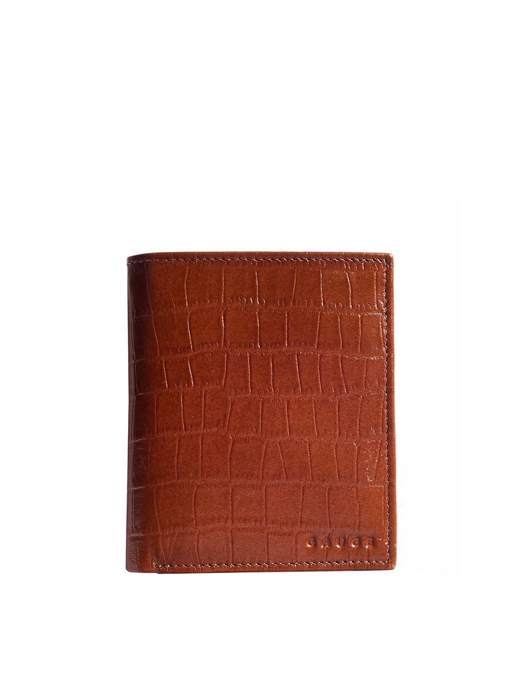 

Gauge Machine Men Textured Leather Two Fold Wallet, Brown