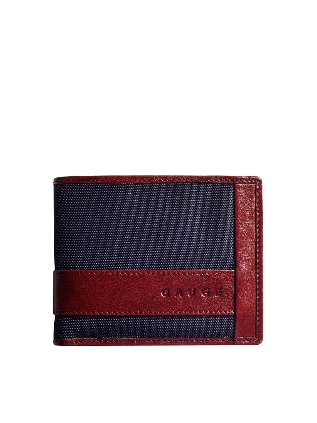 

Gauge Machine Men Colourblocked Leather Two Fold Wallet, Blue