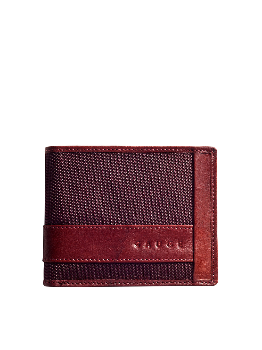 

Gauge Machine Men Textured Leather Two Fold Wallet, Burgundy