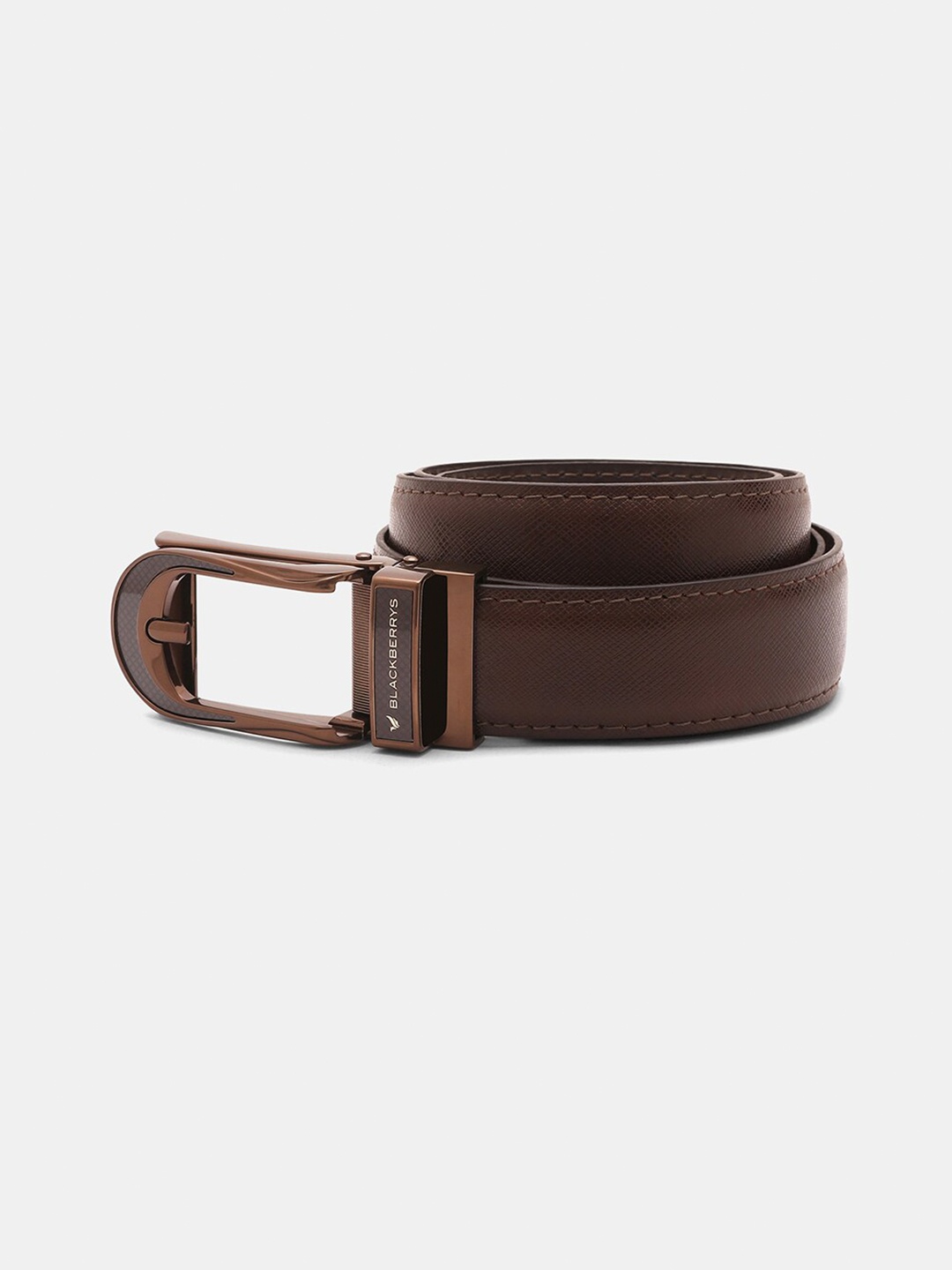 

Blackberrys Men Textured Leather Belt, Brown