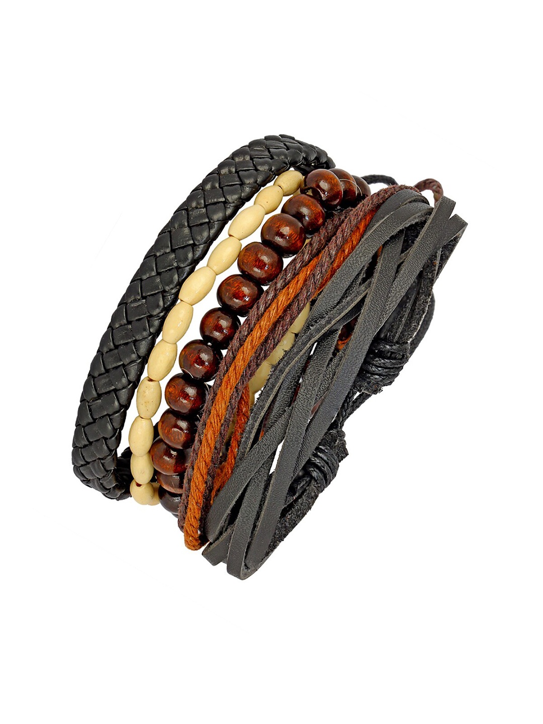 

ZIVOM Men Leather Multistrand Bracelet, Black