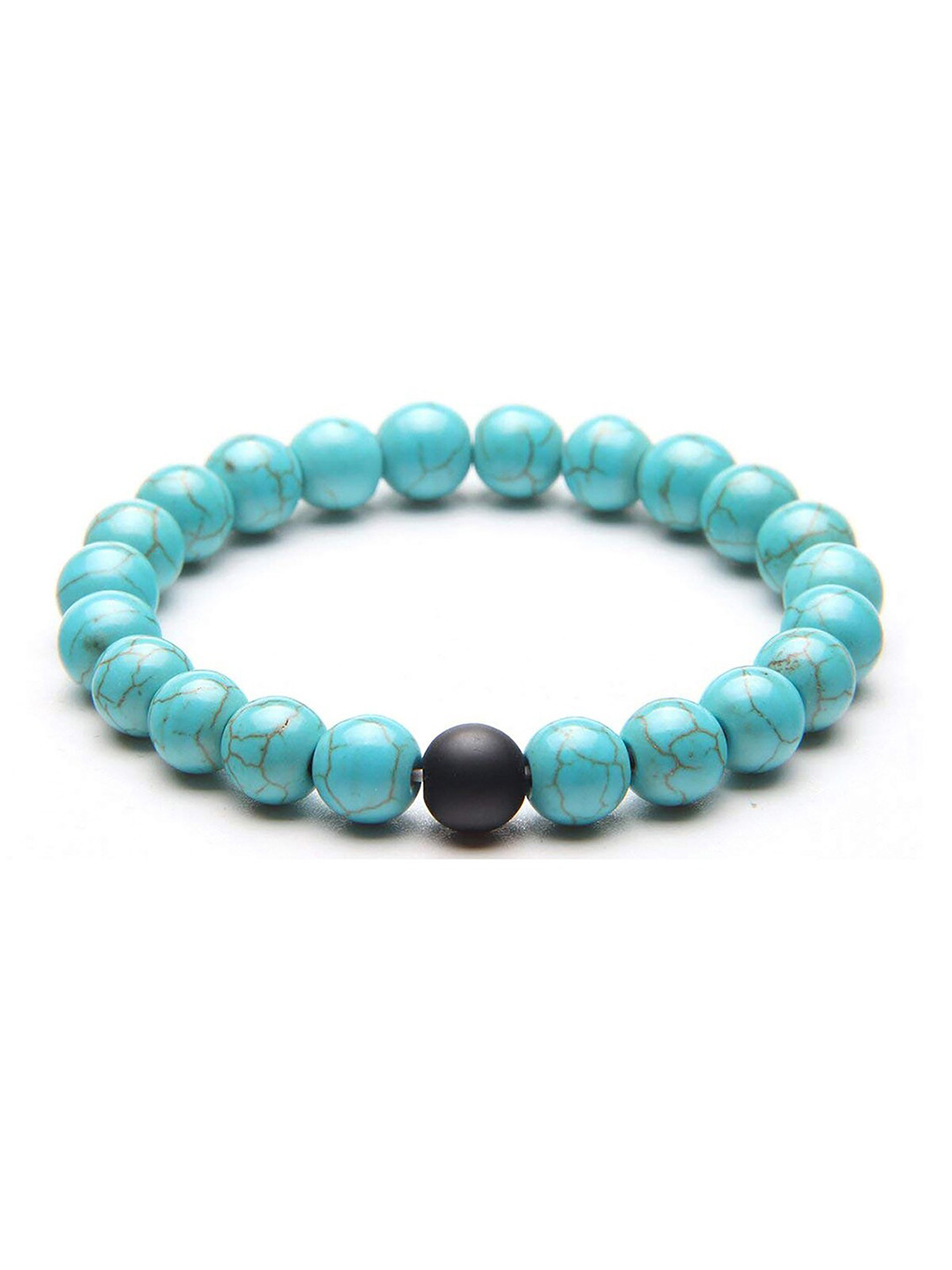 

ZIVOM Men Beads Glossy Stretchable Bracelet, Blue
