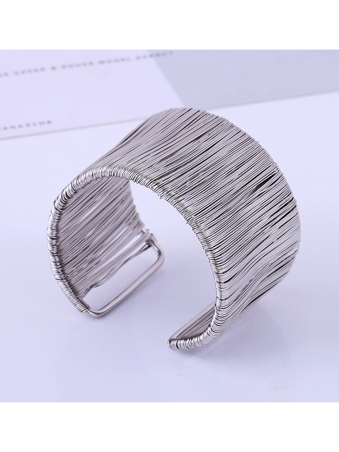 

ZIVOM Women Brass Silver-Plated Kada Bracelet, White