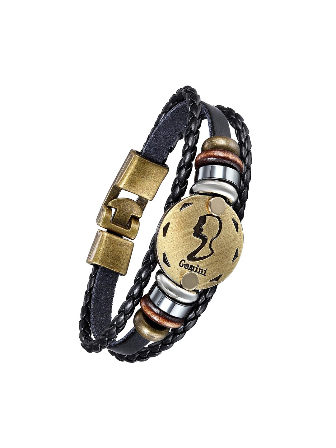 

ZIVOM Men Leather Copper-Plated Multistrand Bracelet